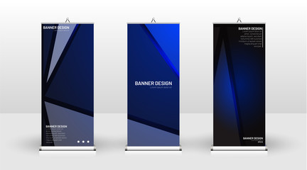 Vertical banner template design. can be used for brochures, covers, publications, etc. The concept of technology background in blue