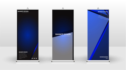 Vertical banner template design. can be used for brochures, covers, publications, etc. The concept of technology background in blue