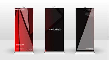 Vertical banner template design. can be used for brochures, covers, publications, etc. The concept of technology background in red