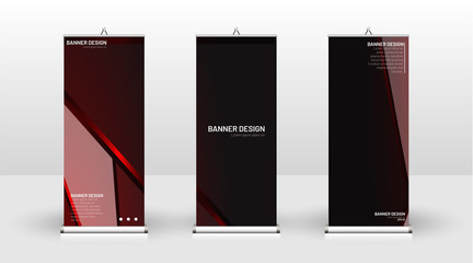 Vertical banner template design. can be used for brochures, covers, publications, etc. The concept of technology background in red
