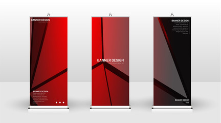 Vertical banner template design. can be used for brochures, covers, publications, etc. The concept of technology background in red
