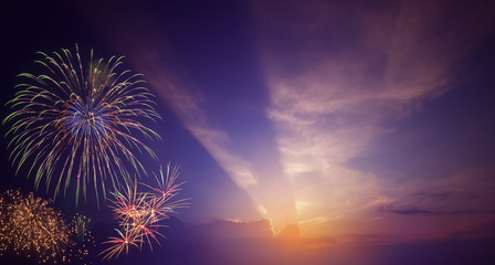 colorful fireworks on beautiful sky