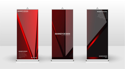 Vertical banner template design. can be used for brochures, covers, publications, etc. The concept of technology background in red