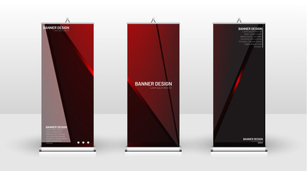 Vertical banner template design. can be used for brochures, covers, publications, etc. The concept of technology background in red