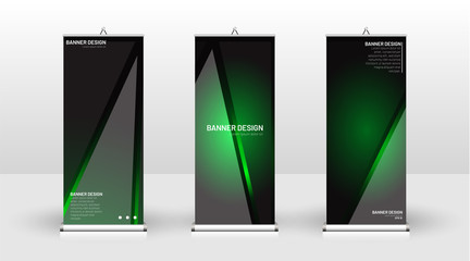 Vertical banner template design. can be used for brochures, covers, publications, etc. The concept of technology background in green