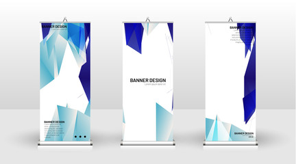 Vertical banner template design. can be used for brochures, covers, publications, etc. Concept of a triangular design background pattern with color blue