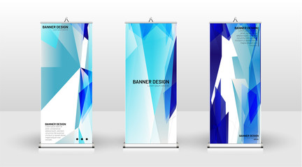 Vertical banner template design. can be used for brochures, covers, publications, etc. Concept of a triangular design background pattern with color blue
