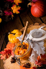 an autumnal rustic Canned Pumpkin,