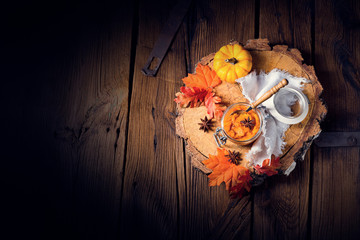 an autumnal rustic Canned Pumpkin,