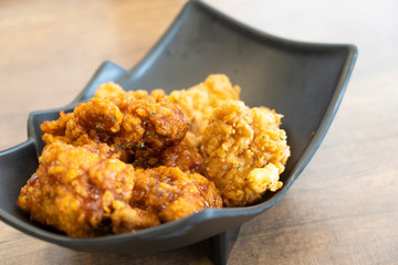 Korean style fried chicken on the table