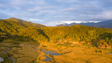 Montagnes du nord du Vietnam avec des rizières traditionnelles