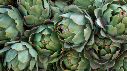Green artichokes in the Turkish market.