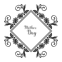 Shape of card mother day, style abstract wreath frame, isolated on a white. Vector