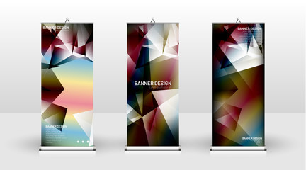 Vertical banner template design. can be used for brochures, covers, publications, etc. Concept of a triangular design background pattern with color green