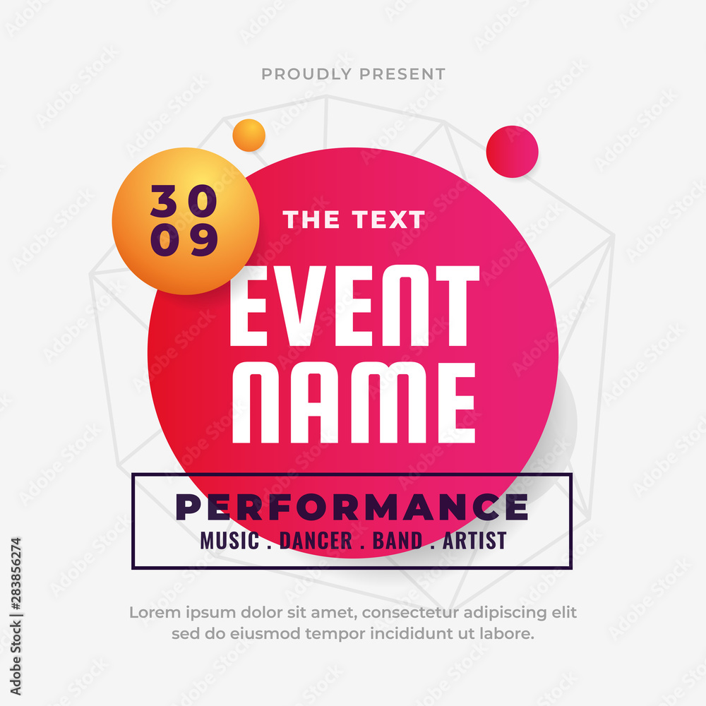 Poster modern colorful fluid coming soon event poster background design with simple geometric shape abstrac