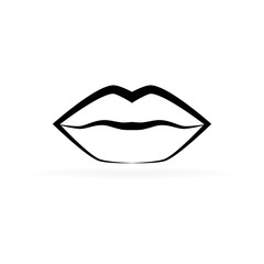 Women's lips. Isolated. Women's mouths and lips symbol. Silhouette.