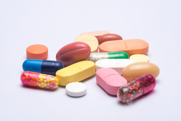 Pills on a white background