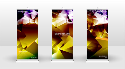 Vertical banner template design. can be used for brochures, covers, publications, etc. Concept of a triangular design background pattern with color green