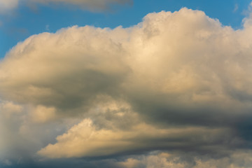 Beautiful summer cloudscape - stunning clouds floating across sky to change weather. Natural meteorology abstract background. Atmospheric and optical dispersion, soft focus, motion blur clouds.