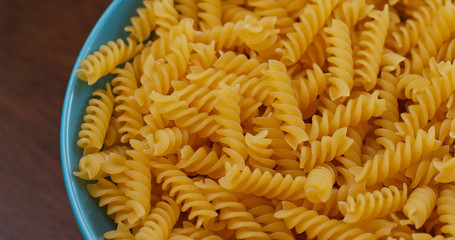 Heap of fusilli on plate