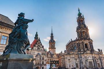 Fototapeta na wymiar Dresden Germany, city skyline at Dresden Cathedral