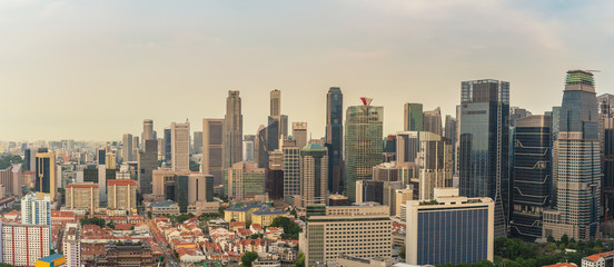 Fototapeta premium Singapore high angle view panorama city skyline at Singapore business district