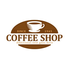 Coffee logo, vector coffee label badge or emblem on isolated white background, cafe