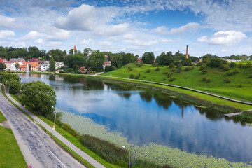 Fototapeta na wymiar Aerial view of Talsi city in western Latvia.