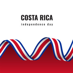 Costa Rica Independence Day ribbon banner illustration