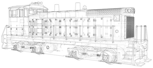 Train. Technical wire-frame. Vector rendering of 3d.