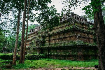 An amazing temple in Angkor, Siem Reap, Cambodia covered by vegetation - UNESCO World Heritage Site 1992