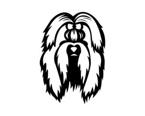 shih tzu vector illustration in black and white 