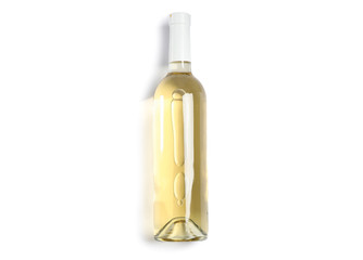Bottle with white wine isolated on white background