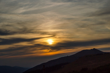 Fototapeta na wymiar Zachód słońca Bieszczady