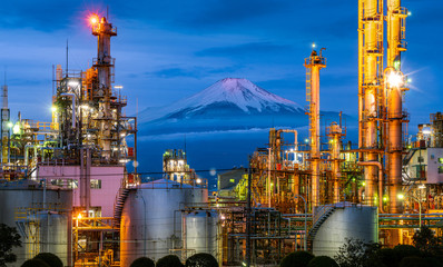 Mountain Fuji and Japan industry zone from Shizuoka prefecture..