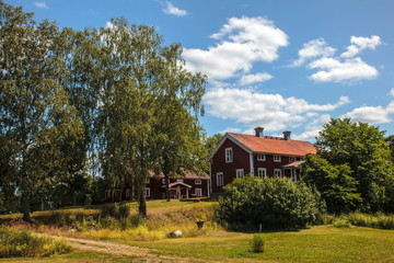 Fototapeta na wymiar Traditional old wooden Swedish houses