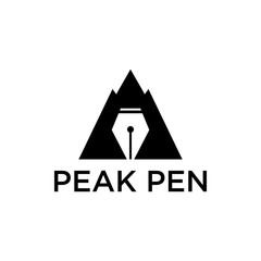 Illustration abstract Negative space a pen on a mountain logo design