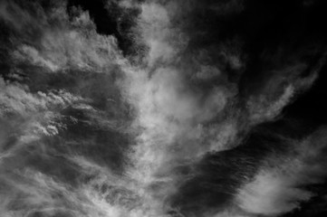 white clouds against a dark sky. Summer season, august.