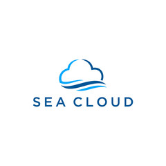 Illustration The combined sea waves and a cloud logo design