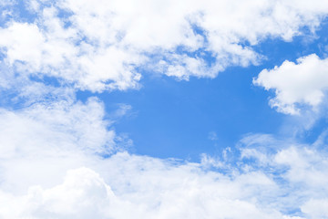 Naklejka na ściany i meble White cloud and clear blue sky, summer and spring season sky, weather background