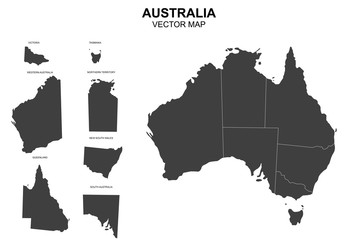 vector map of australia with borders of states - obrazy, fototapety, plakaty
