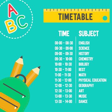 Back to school poster template, School time table