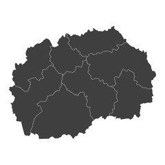 Obraz premium vector map of north macedonia with borders of regions