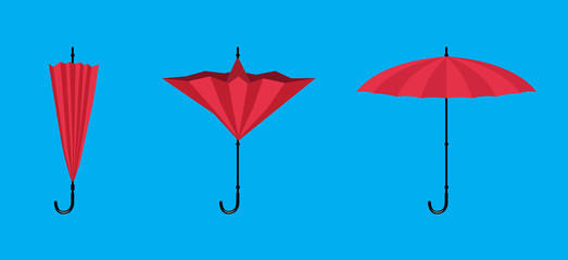 Umbrella Folding Sequence Vector Illustration