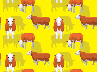 Cow Simmental Cartoon Background Seamless Wallpaper