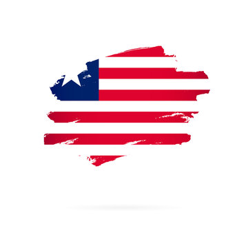 Liberian flag. Vector illustration. Brush strokes