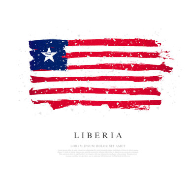 Flag of Liberia. Brush strokes are drawn by hand. Independence Day.
