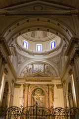 Valencia, Spain - 07/21/2019 Valencia Cathedral, La Plaza De La Reina - Square Reina Baroque, Romanesque and gothic interior style.