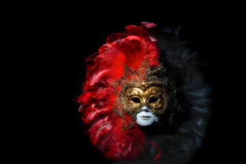 Gordijnen Italiaans carnaval Venetiaans masker. Mysterieus evenement, feest © Bera_berc