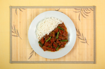rice with meat and vegetables